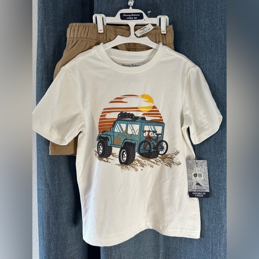 T-SHIRT & SHORTS SET TOMMY BAHAMA‎ BOY’S 2 PC Wrangler Jeep SIZE S (5/6) NEW